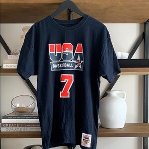 Larry Bird USA Basketball Mitchell & Ness Navy Graphic T-Shirt
